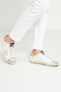 Белые кеды с розовой звездой Superstar Golden Goose Deluxe Brand