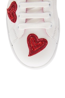 Белые кожаные кроссовки с нашивками Dolce & Gabbana