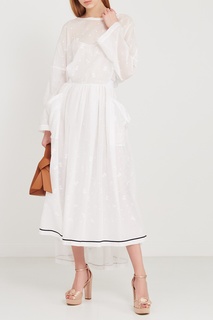 Белое платье-миди из хлопка Philosophy di Lorenzo Serafini