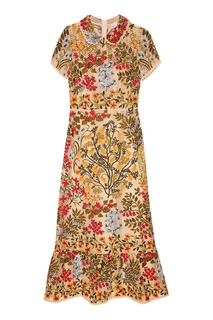 Ажурное бежевое платье с вышивкой RED Valentino