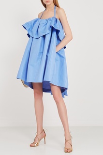 Голубое платье с воланом Msgm