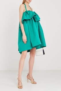 Зеленое платье с воланом Msgm