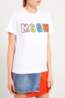Хлопковая футболка с логотипом Msgm