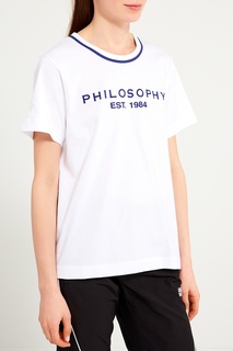 Белая футболка из хлопка с логотипом Philosophy di Lorenzo Serafini