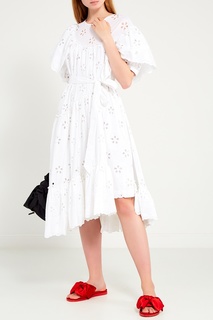 Белое платье из вышитого хлопка Simone Rocha