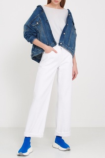Голубая хлопковая футболка oversize Mm6 Maison Margiela