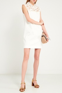 Белое платье с кружевом Miu Miu