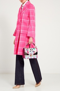 Розовое пальто из шерсти в клетку Fendi
