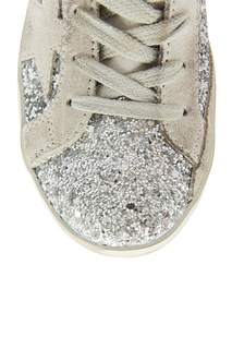 Кеды с серебристыми блестками Superstar Golden Goose Deluxe Brand Kids