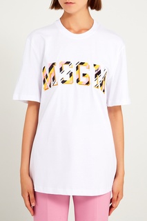 Белая футболка с аппликацией Msgm