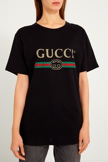 Черная футболка с логотипом Gucci