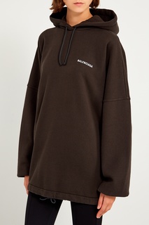 Черное хлопковое худи с логотипом Balenciaga