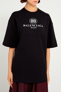 ФутболкаЧерная хлопковая футболка с логотипом Balenciaga