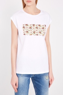 Белая футболка с цветочным фрагментом Calvin Klein