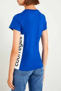 Синяя футболка из хлопка Courreges