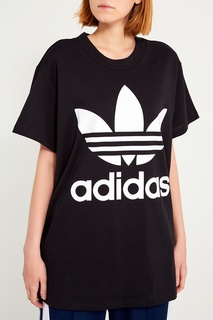 Черная футболка с контрастным логотипом Adidas