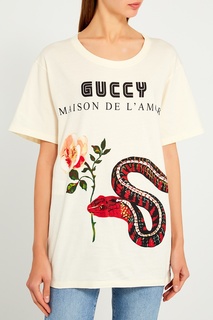 Хлопковая футболка со змеей Gucci