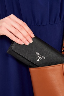 Черный кошелек из сафьяновой кожи Prada