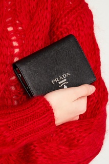 Черный кошелек из сафьяновой кожи Prada