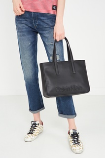 Черная сумка-тоут с логотипом Calvin Klein