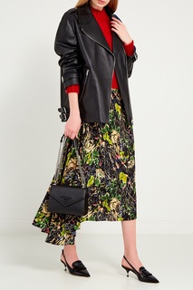 Черная куртка из кожи Prada