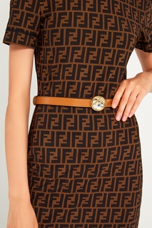 Бежевый ремень с золотистой пряжкой Fendi