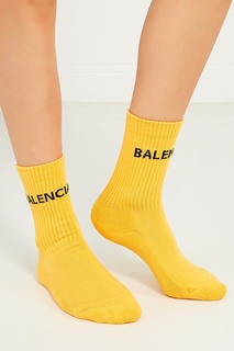 Желтые носки из хлопка с логотипом Balenciaga