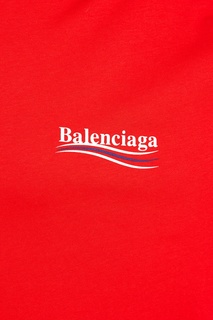Красная футболка из хлопка с логотипом Balenciaga