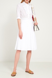 Белое платье с рюшами Prada