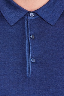 Синее поло с короткими рукавами Canali