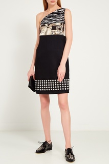 Асимметричное мини-платье с отделкой Prada
