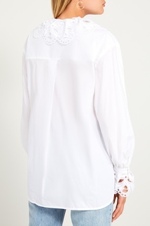 Белая блузка с вышитым воротником Sandro
