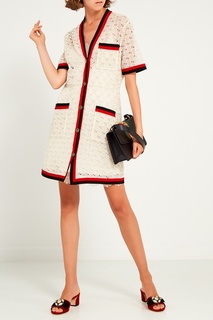 Ажурное платье с контрастной отделкой Gucci