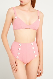 Розовый купальный костюм с пуговицами Lisa Marie Fernandez