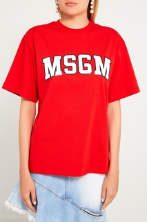 Красная футболка с логотипом Msgm