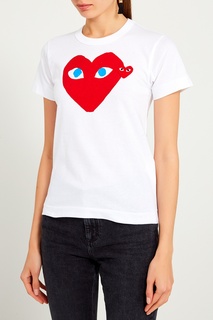 Белая футболка с красными сердцами Comme DES GarÇons Play