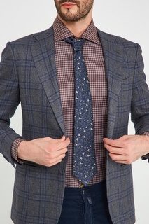 Синий галстук с цветочным узором Kiton