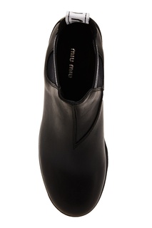 Черные кожаные ботинки Miu Miu
