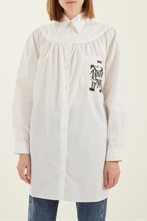 Белое платье-рубашка с принтом Miu Miu