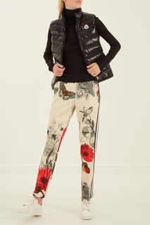 Бежевые брюки с цветочным принтом Moncler