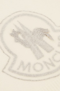 Белый шарф с логотипом Moncler