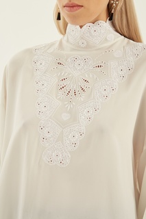 Белая блузка с ажурной отделкой Fendi