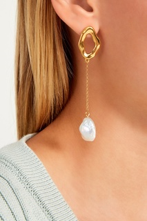 Золотистые серьги-подвески с барочным жемчугом Sonia Copine Jewelry