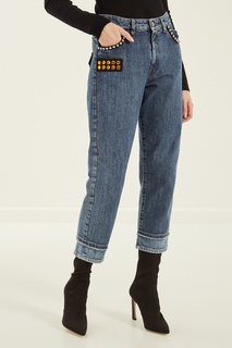 Укороченные джинсы с отделкой Miu Miu