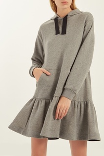 Серое платье с капюшоном RED Valentino