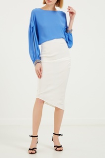 Синяя блузка с отделкой Elisabetta Franchi