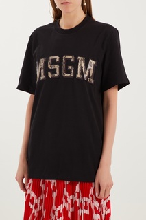 Черная футболка с логотипом Msgm