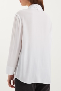 Белая блузка с кружевным воротником Sandro