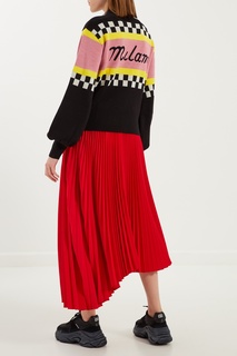 Красная плиссированная юбка Msgm
