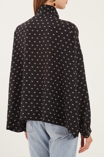 Черная шелковая блузка с принтом Balenciaga